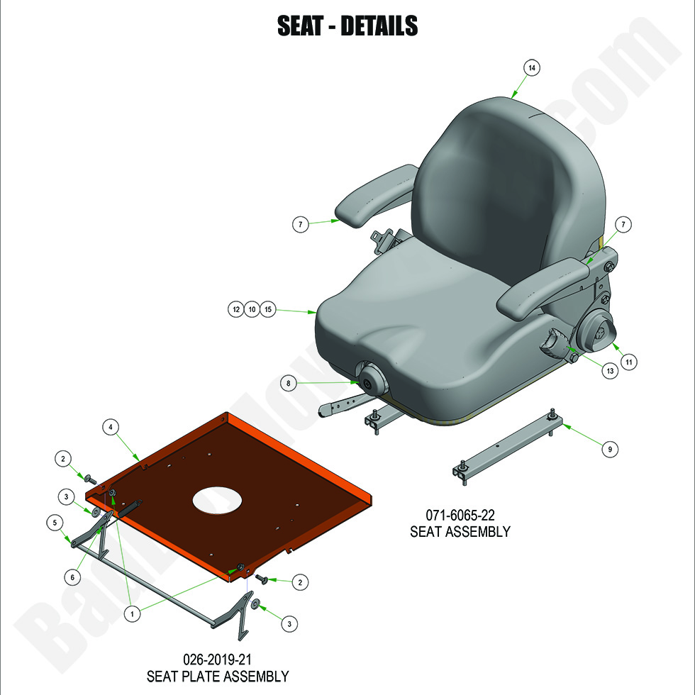 3474 - Bad Boy Mower Parts Lookup > 2024 > Renegade - Diesel > Seat - Detail